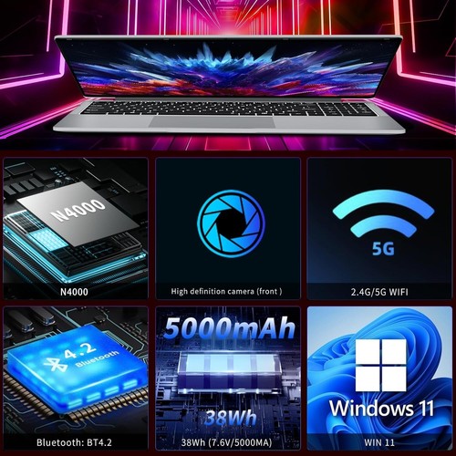 Pc portatile 15,6" Celeron N4000, Ram 8gb lpddr4, 256ssd, schermo FHD IPS - Foto 6 di 7