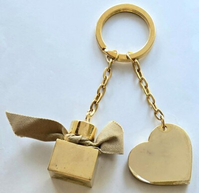 BURBERRY Key Holder Key Ring Bag Charm Heart Bottle Motif Gold