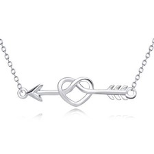 YFN (YAFEINI) - LOVE HEART KNOTTED ARROW .925 Sterling Silver NECKLACE - PYX0125