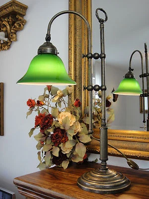 AURUM DE43541249 Tischlampe Jugendstil Lampe Antik Bankerlampe Schreibtischlampe Messing Glas NEU