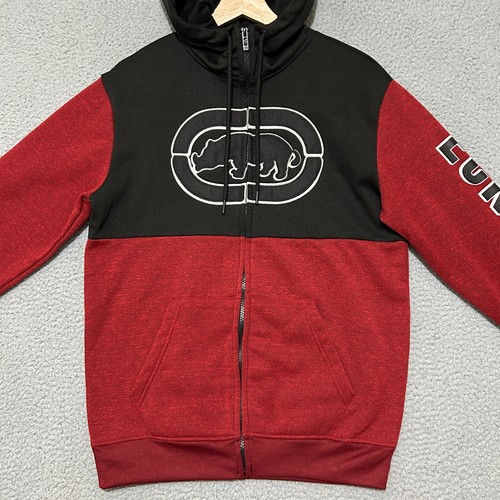 Ecko Unltd Hoodie Men Medium Red Black Full Zip Rhino Polyester Y2K - 第 7/13 張圖片