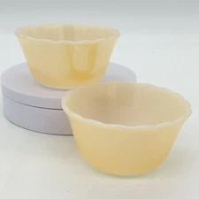 Fire King Copper Tint Peach Luster 6 Oz Dessert Cup Bowls #424 Vtg Set Of 2