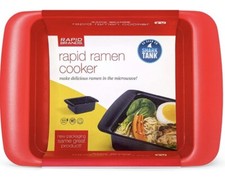 Rapid Ramen Cooker, Microwave Ramen 3 Minutes, BPA Free, Dishwasher Safe, (Red)