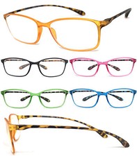 1 or 3 Pair s Square Colorful Thin Frame Full Lens Reading Glasses Readers RE90