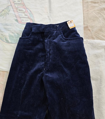 Vintage 1960s 70s Scooter Blue Corduroy Deadstock Flare Leg Pants Youth 22 Waist - Picture 4 of 10