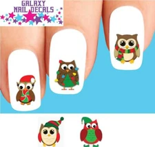 Waterslide Nail Decals - Set of 20 Holiday Christmas Owls Assorted