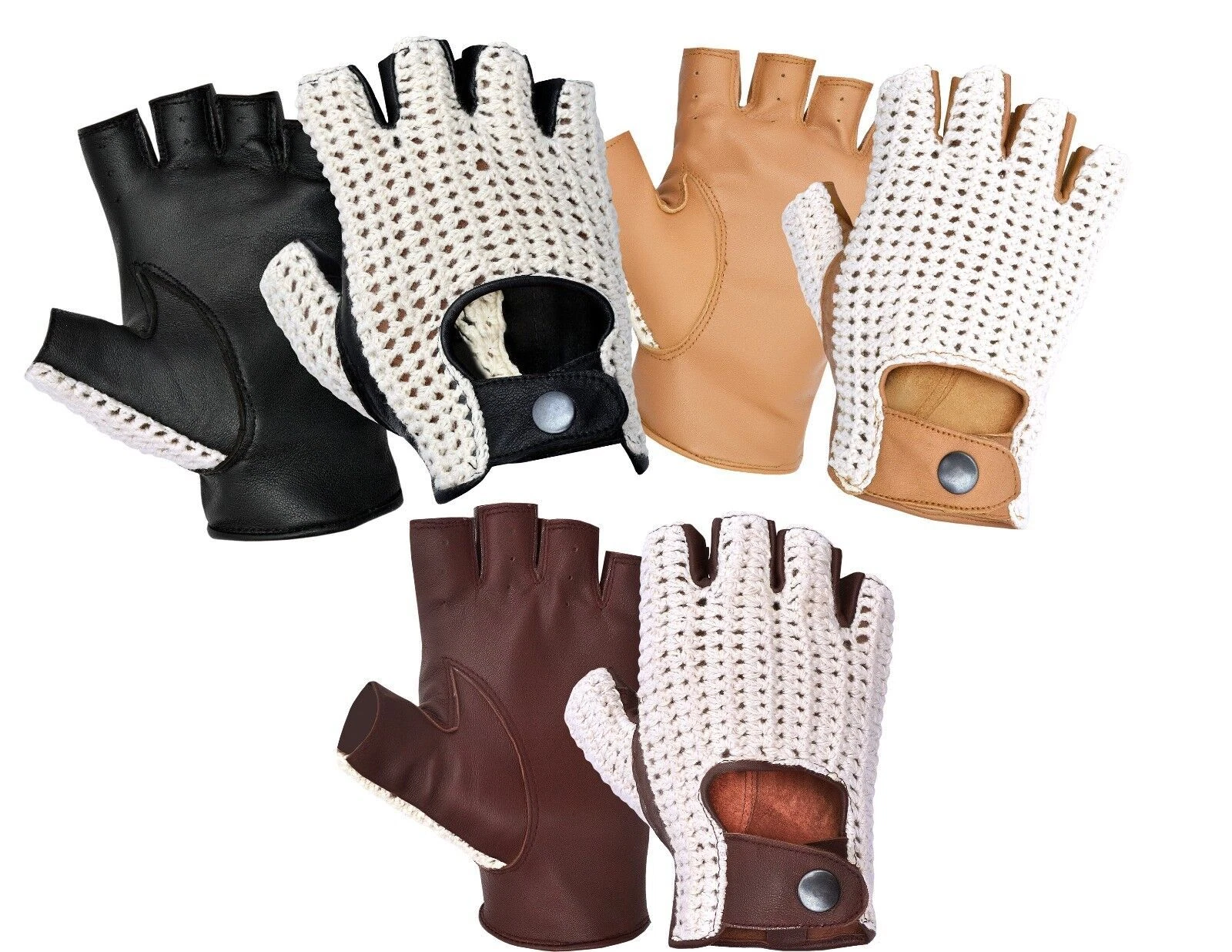 FINGERLESS REAL SOFT SHEEP NAPPA LEATHER MENS DRIVING GLOVES DRESS WINTER RETRO