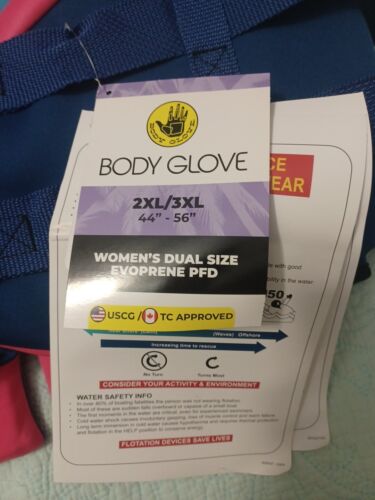 Mujeres Azul y Rosa Body Guante Evoprene PFD Chaleco Salvavidas Chaleco de Natación XXL XXXL Nuevo - Imagen 2 de 4