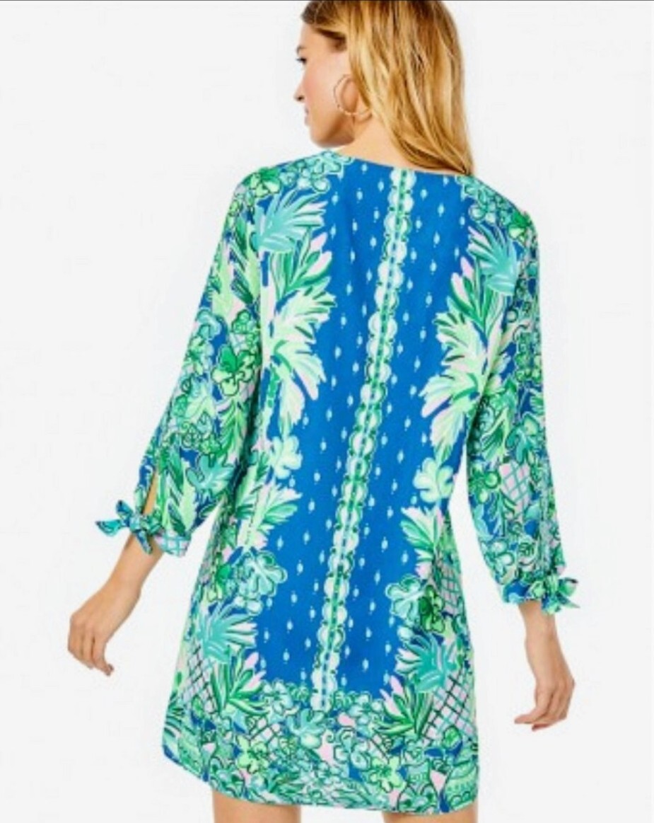FILA Lilly Pulitzer NWT Pamela Dress Small "Macaw Blue Coconut Row" Reg $198