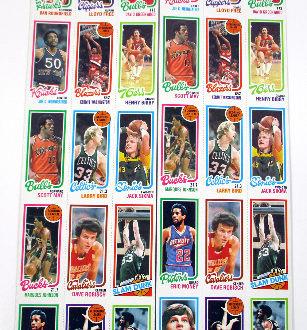 Lot of (8) 198081 Topps Basketball 33Card Panel Strips (264 Cards