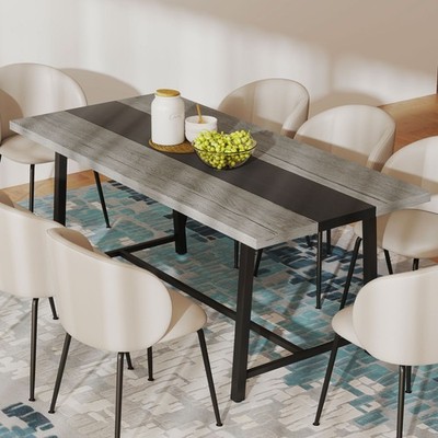 Dining Table for 8 People Long Rectangular Kitchen Table, Gray