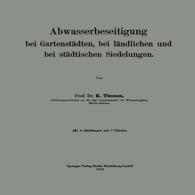 Abwasserbeseitigung Bei Gartenstadten Bei Landlichen Und Bei Stad