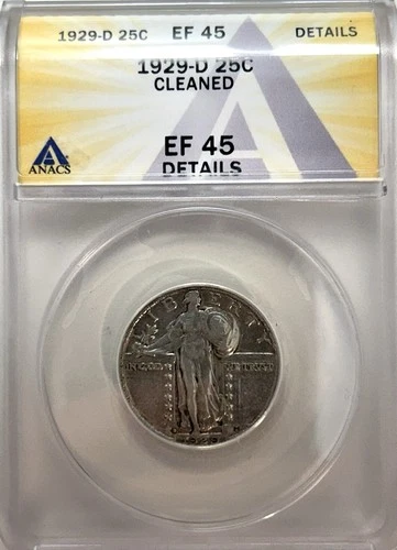 1929-D  Standing Liberty Quarter, ANACS XF Details, 90% Silver, Nice Coin!