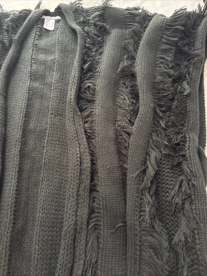 Rebecca Minkoff Black Shawl Wrap Knitted Fringe, Soft, Comfy Warm OS - Image 2 of 4