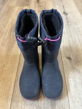 Kamik Snowbuster Kids Snow Boots Black/Pink Rubber Lined Drawstring Mid-Calf