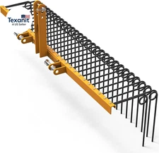 72" Tow behind Landscape Rake, 3 Point Quick Hitch Lawn Dethatcher Rakes with 32