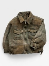 Vintage Kids Wool Zip Up Plaid Bomber Jacket USA Made YKK Sz Sm Brown Detroit