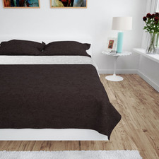 Tagesdecke Creme & Braun 230x260cm Gesteppt Blumen Mikrofaser PP Baumwolle Wende