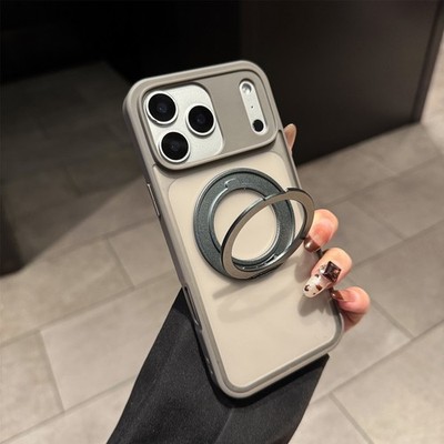 For iPhone 12/13/14/15/16/17 Pro Max Air Magnetic Matte Case with Ring Kickstand