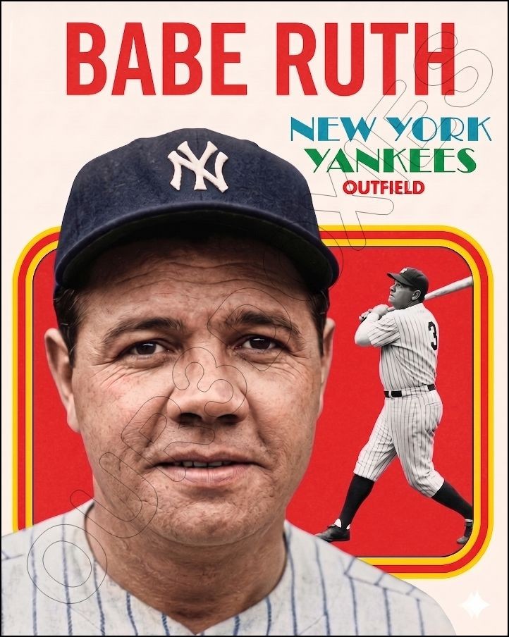 Babe Ruth Photo 8X10 - Yankees 1970 Poster Style Photo FREE SHIPPING
