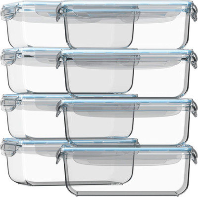 16 Pc (Set of 8) 30 Oz Glass Meal Prep Containers with Lids, Airtight Large Glas