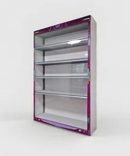 Action Figure Display Cabinet Custom Statue 5 Tier Acrylic Magnetic Purple White