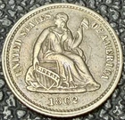 Genuine 1862 Seated Liberty H10C Half Dime -VF/XF Detail