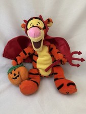 Disney Store Devil Tigger Halloween Plush 2000 Pumpkin  Pitchfork 6  Sitting