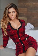 Power Hour Women’s Plaid Mini Dress - Red/Black Size L