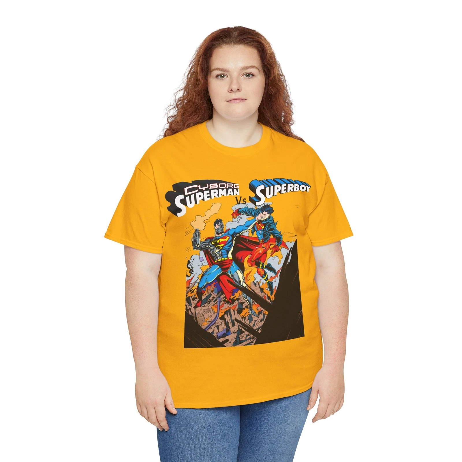 Cyborg Superman Vs Superboy T-Shirt - Tom Grummett Art - DC Comics