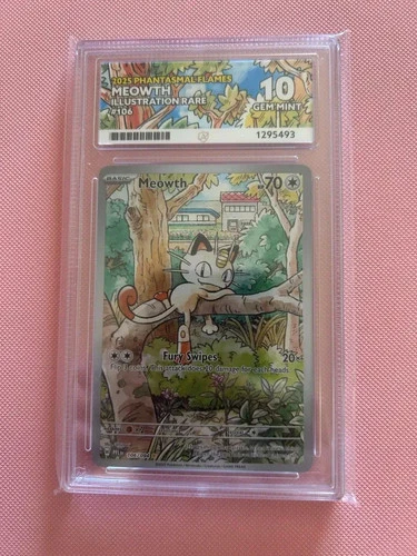 Meowth 106/094 Ace 10 (Perfect Subgrades) Me02: Phantasmal Flames Holo - English