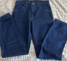 Rustler Men's Dark Blue Straight Denim Jeans Regular Fit 5-Pocket Button Logo