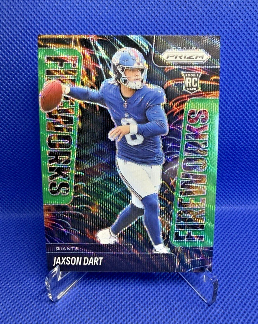 2025 Panini Prizm - Fireworks Jaxson Dart #6 Green Prizm (RC)