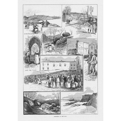 FRANKREICH Szenen in der Bretagne - antiker Druck 1895