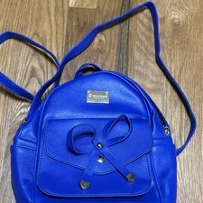 IMAYVIEL Bright Blue Women's Backpack Bow Accent Gold Hardware Outer Pockets