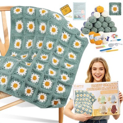 Crochet Kit for Beginners, Crochet Starter Kit for Blanket, Granny Squares Vi...