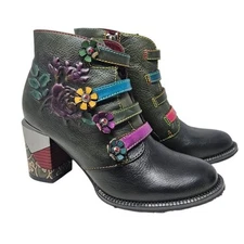 NEW L'artiste Spring Step 36 Maleeka Leather Floral Embossed Art Wear Whimsygoth