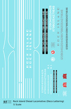 K4 S Scale Decals Rock Island Diesel Locomotive White and Silver Deco Lettering