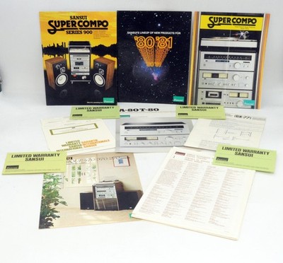 1980-81 Sansui Super Compo Catalogs Brochures Warranty Cards Reciepts (Huge Lot)