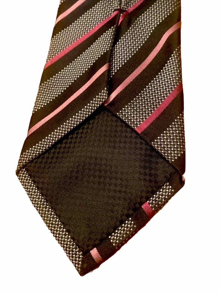 Corbata Sean John REPP CORBATA Negra Púrpura Rayas Alta 100% Seda Extra Larga Para Hombre Foto 4 de 4