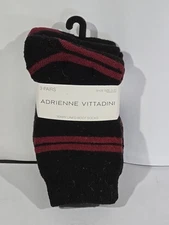 Adrienne Vittadini Women’s Boot Socks Shoe Size 5-10 3-Pairs NEW Black/Maroon