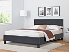 Double bed Modern Faux Leather Bedframe In Black With Mattress