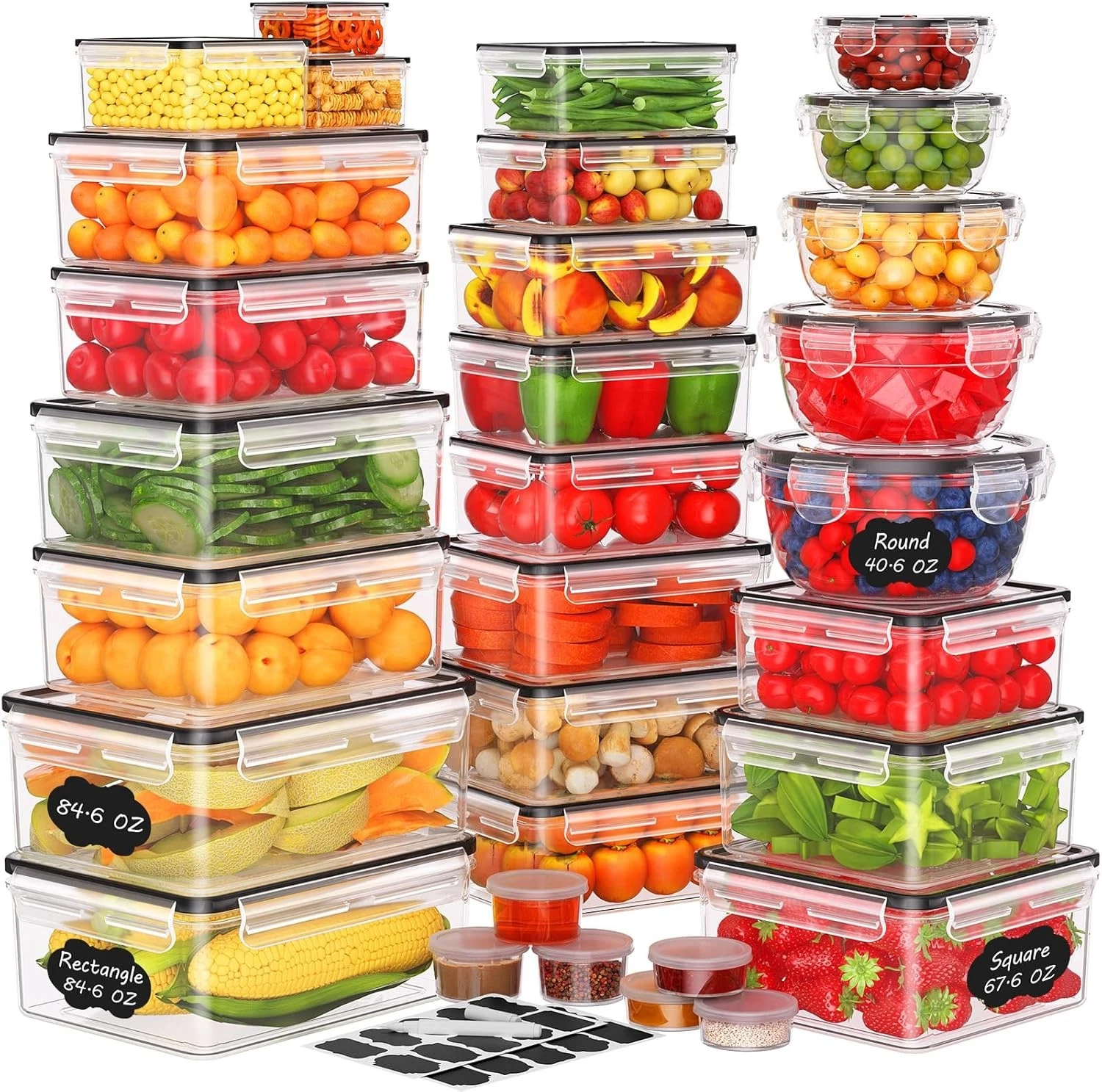 62 PCS Large Food Storage Containers W/ Lids Airtight 31 Lids & 31 Containers)-