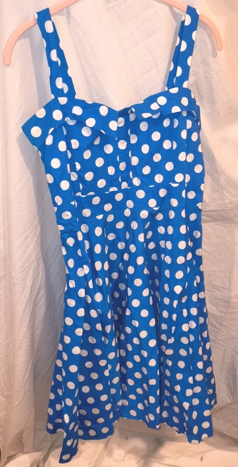 Nuevo sin etiquetas Vestido para mujer XXL Maggie Tang RETRO azul real a lunares ROCKABILLY Swing Foto 2 de 4