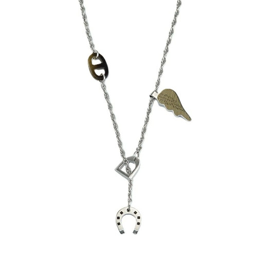 HERMES Bon Voyage Necklace Pendant H100057FPAV Buffalo Horn Metal Lacquer Silver