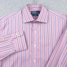 Polo Ralph Lauren Shirt Mens 16 32/33 Pink Stripe Regent Classic Fit Cotton