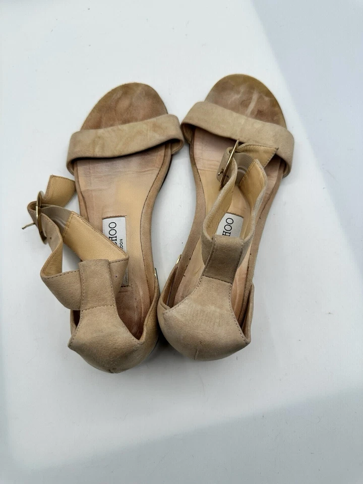Sandalia de gladiador de gamuza beige nude Jimmy Choo Jamie para mujer talla 37/6,5 Foto 2 de 4