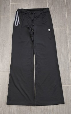 Adidas Damen Hose Wide Leg Schwarz Grau Gr. M Clima365 Schlaghose Vintage Retro