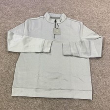 Hickey Freeman Pullover Mens Medium Grey 1/4 Zip Sweater Lightweight Striped Tag