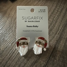 Sugarfix by Baublebar Earrings Santa Baby Rhinestones Bling Brown Puppy Santa